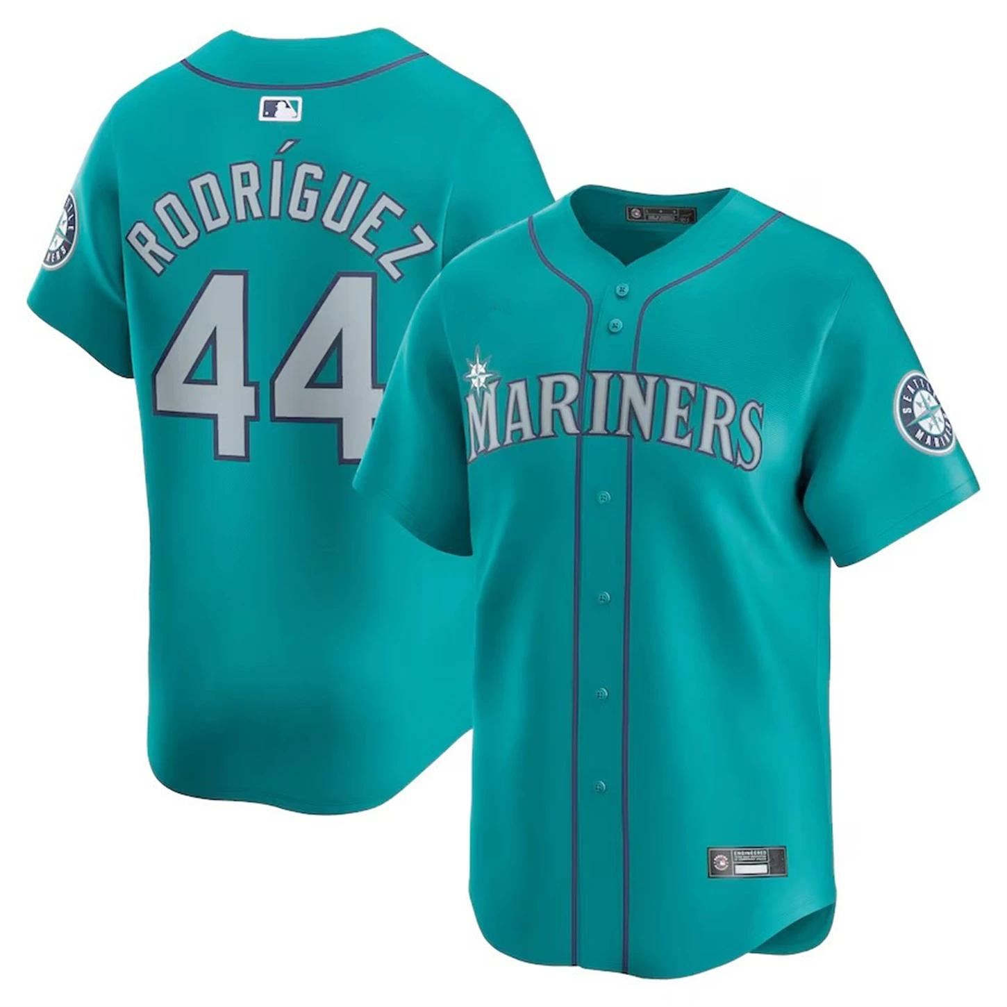 Embroidery Seattle Mariners Seattle Mariners No. 44 Rooriguez Men s Jersey Baseball Uniform 2XL, 110KG зелёный
