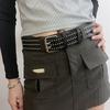 Rivet Hollow Bullet Decoration Belt  Leather Studded Goth Rock Wild Adjustable Women Punk Black Belt