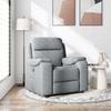 Folding Armchair, Light Grey, Upholstered In Fabric
