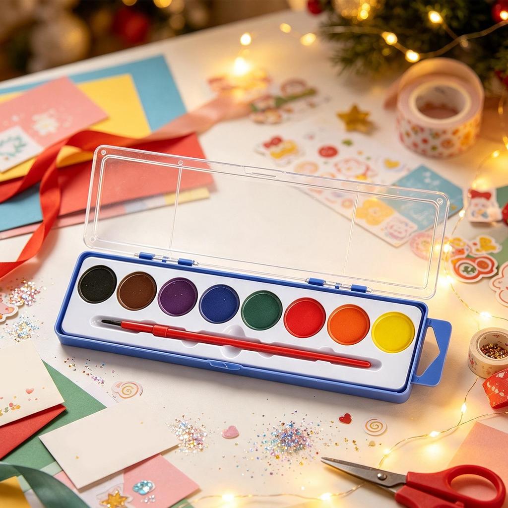 Washable Watercolor Paint Set With Water Brush Pen 8 Colors Watercolor Paint Palette Portable Water Color Paints for Kids Adults