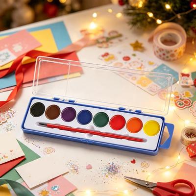 Washable Watercolor Paint Set With Water Brush Pen 8 Colors Watercolor Paint Palette Portable Water Color Paints for Kids Adults