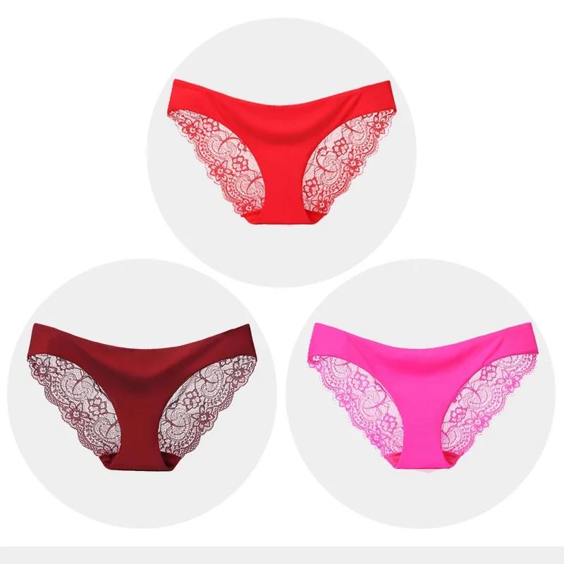 Women's Seamless Underwear Leopard Intimate Women Sexy Lace Black Floral Panties Seamless Panty 3 Pcs/set
