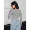 Women's Fashion Casual Spring Fall Solid Color Print Long Sleeve Square Collar Blouses & Shirts