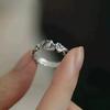 Retro Nine-Tailed Fox Ring for Women  New Chinese Style Cherry Blossom Small Fox Finger Ring Versatile Open Ring