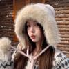 56cm to 58cm Head Circumference Fluffy Knitted Hat Ear Protection Hat  Cold Weather