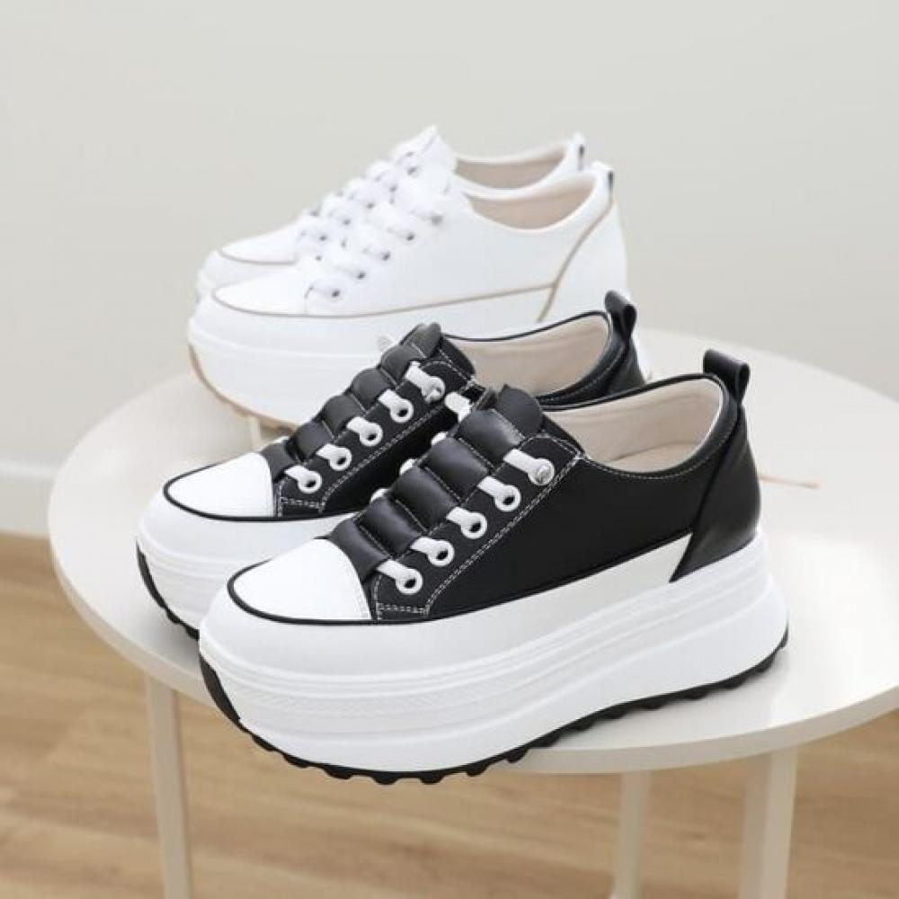 Jisyu Women Endo Leather Platform Sneakers 5.5cm