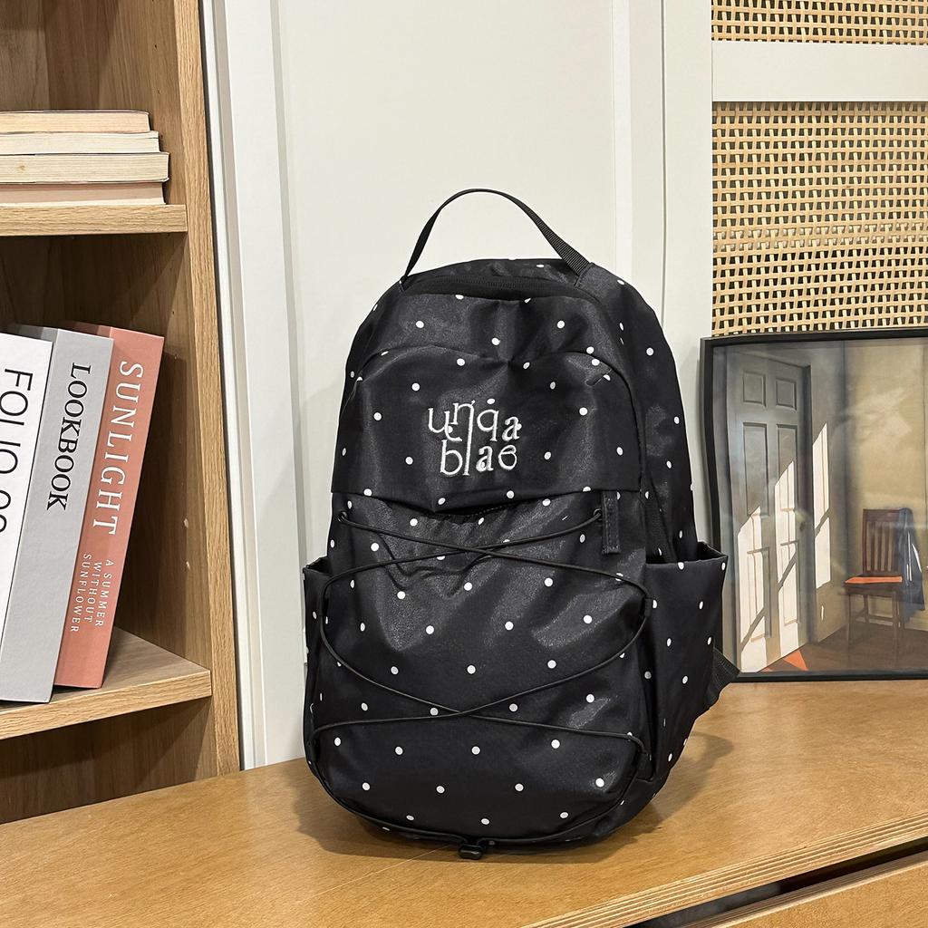 Trend Dot Printed Women Backpack High Quality Satin Backpack Student Schoolbag Waterproof Lightweight Travel Backpack Laptop Bag