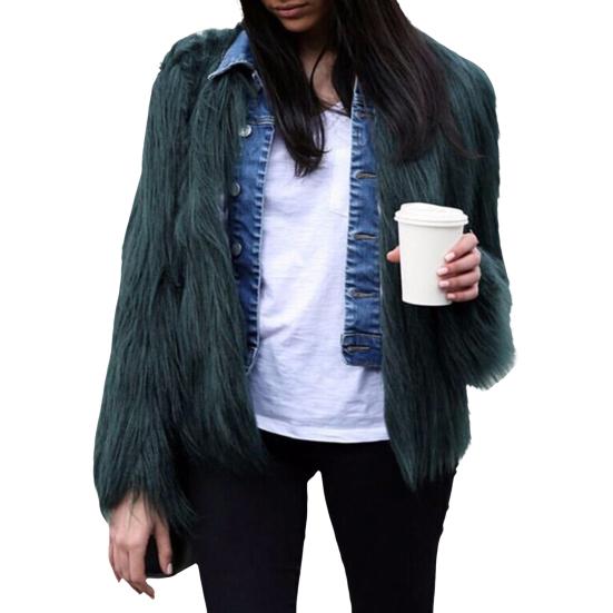 Women's Long Sleeve Fluffy Coat Open Front Faux Fur Cardigan Furry Parka Shaggy Jacket Winter Warm Outerwear