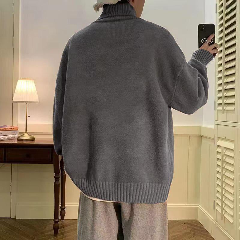 Herren Hochhals Vintage Japanischer Stil Pullover - Herbstmode Layered Strickoberteil
