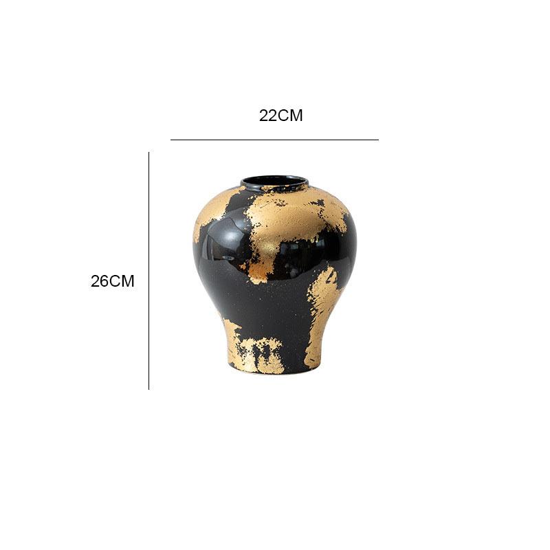 

Золотой фольгированный декор Фарфоровая ваза Композиция из цветов Позолоченная керамическая ваза Украшение стола Цветочные горшки Эстетический декор комнаты