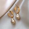 2025 New French Elegant Gold Color Irregular Pearls Pendant Earrings for Women Vintage Baroque Imitation Pearl Earrings Jewelry