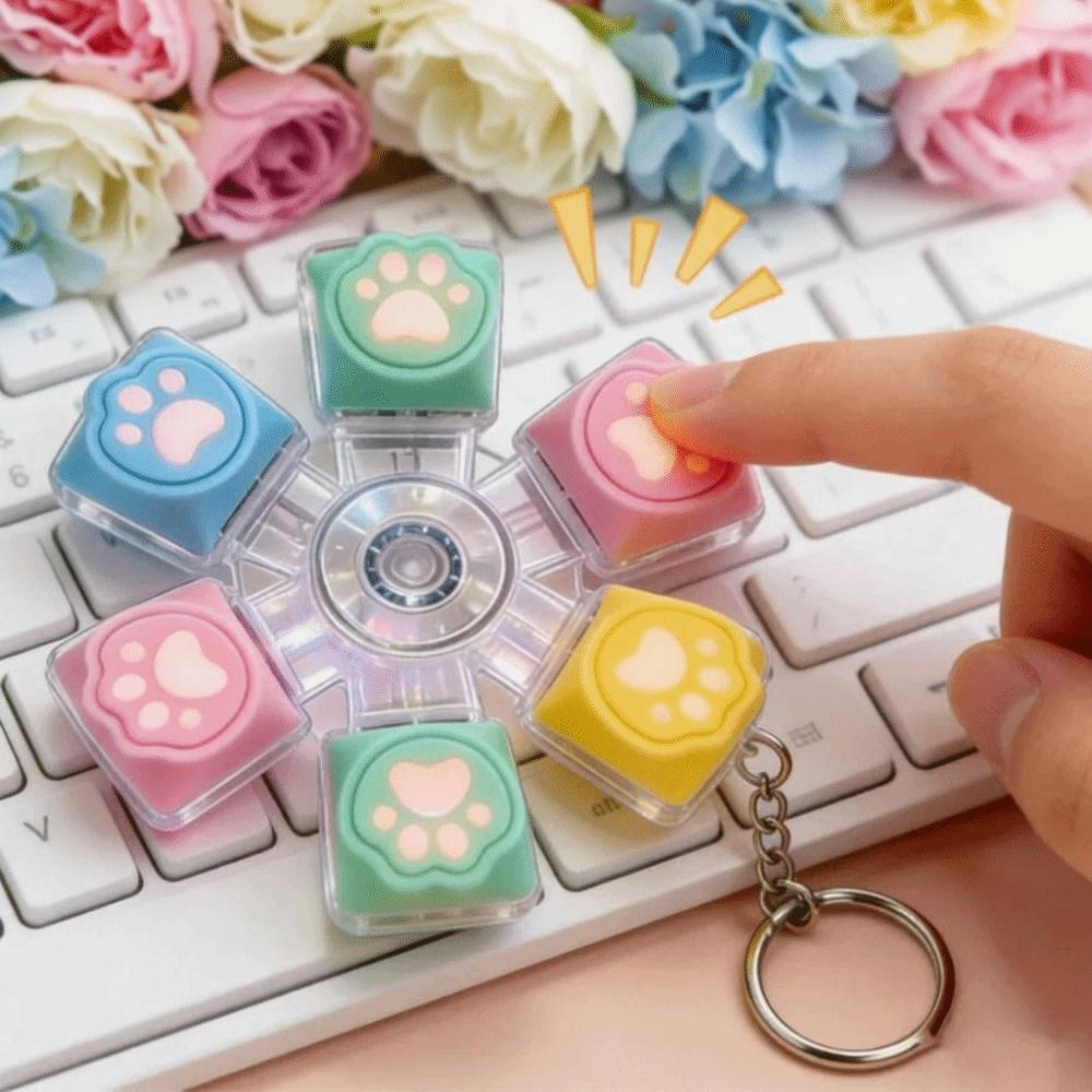 Relief Stress Keyboard Keychain 6 Keys Button Keyboard Clicker Toy Fidget Keychain  For Gifts
