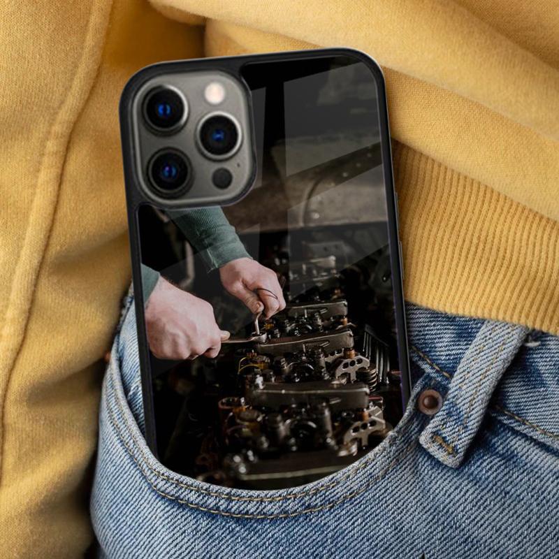 Car Parts Auto Mechanic Soft Phone Case for iPhone 17 Air 16e Pro Max 15 Pro 13 14 Plus 11 12 MagSafe Magnetic Coque
