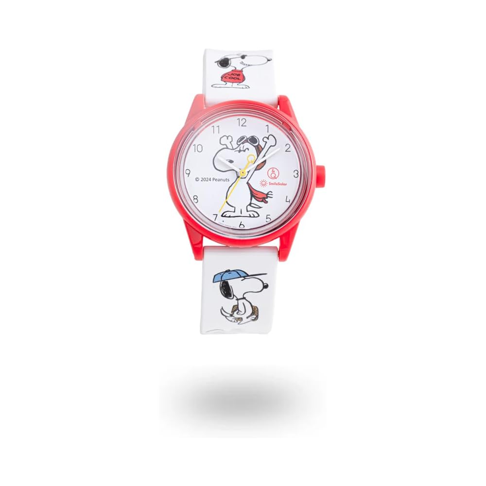 Q&Q SmileSolar Waterproof Watch Peanuts Collection Snoopy and Woodstock Design