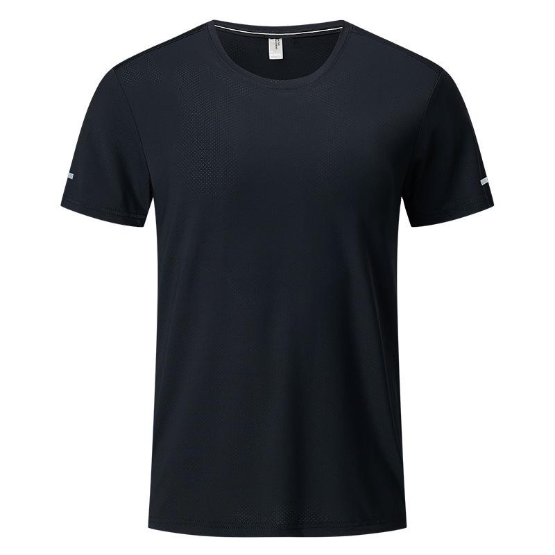 Atmungsaktives Herren-T-Shirt aus Eisseide-Netz: Schnelltrocknendes Sport-T-Shirt mit kurzen Ärmeln und Rundhalsausschnitt