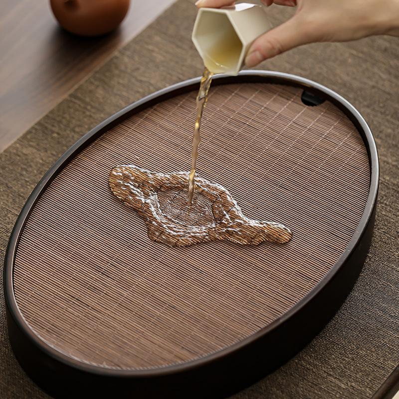 Bamboo Tea Tray for OnePerson Portable Water Storage Small Tea Table Set Kung Fu Dry Brewing Living Room Desktop Decor Accessory
