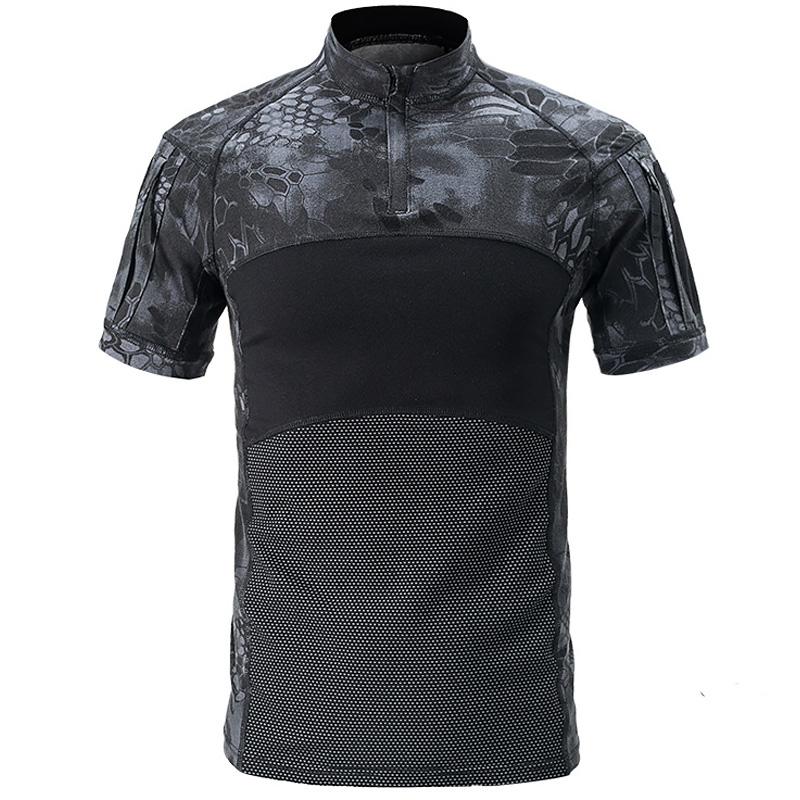 Military Camouflage Tactical Combat Short T-Shirt Russian Army Airsoft Training Hunting T Shirts Paintball Husband Work Uniform