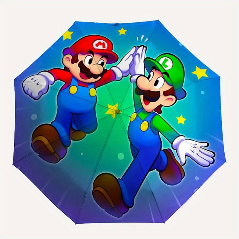 1pc Mario Luigi Automatic Open/close Folding Portable Umbrella with 8-Rib Structure for Women/Men, All-Season Use  a0901051