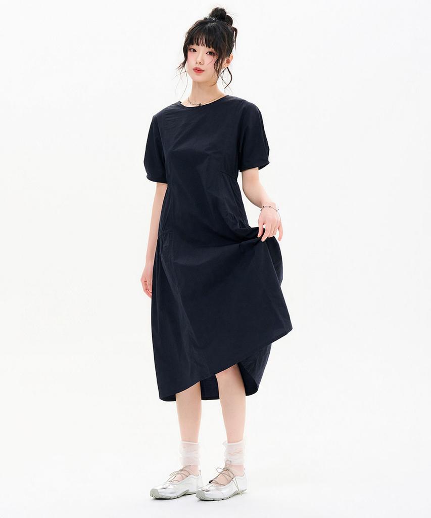 Chase Cult Women'S Crew Neck Shirred Short Sleeve Dress-Fbrg6173C04