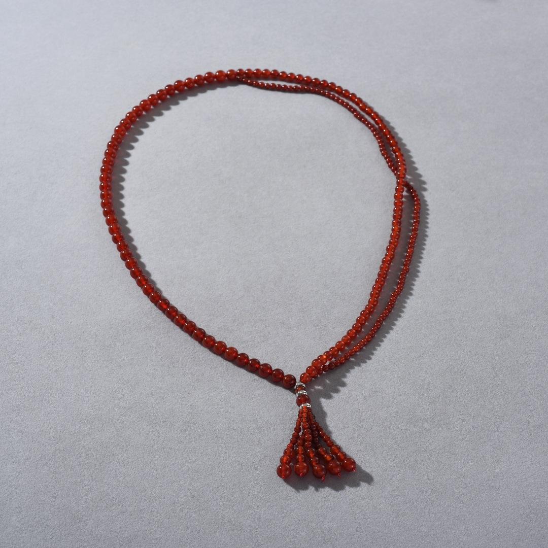 Niche Hand-Woven Agate Round Beads Fringed Beaded Pendant Long Chain Commuter Daily Neck Chain Fashion Trend Necklace