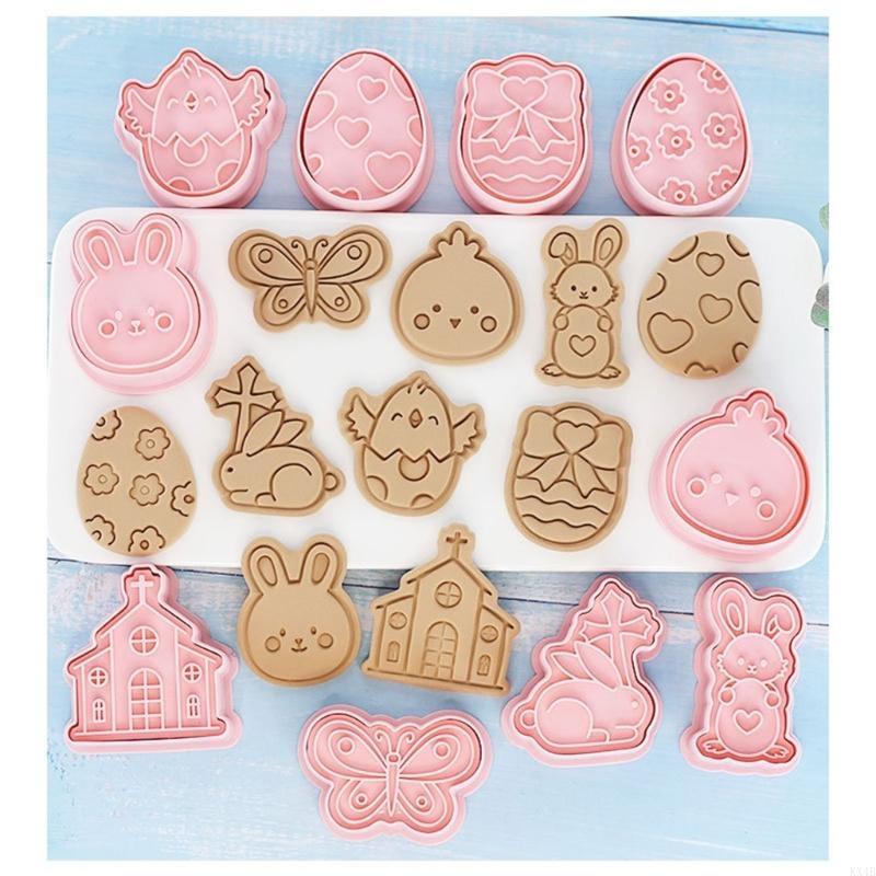 KX4B 26Pieces Easter Series Biscuit Mold Plastic Material Push-type DIY Cookie Molds China Mainland