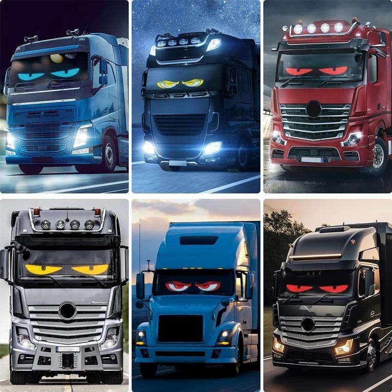 Lumină Ochi de Diavol pentru Mașini 12x59.5CM Ochi LED pentru Parbrizul Mașinii Afișaj LED Lumină Semnalizare Derulabilă pentru Parbrizul Mașinii Camion