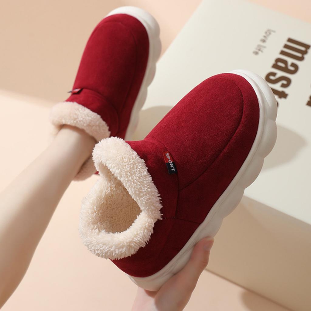Cotton Shoes for Men and Women In Winter, with A Bag Heel and Velvet for Indoor Warmth, Thick Soled Cotton Shoes for Men
