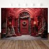 Mocsicka Christmas Red Door Background For Photography Xmas Tree Adult Kids Children Backdrop Banner Decoration Studio Photozone