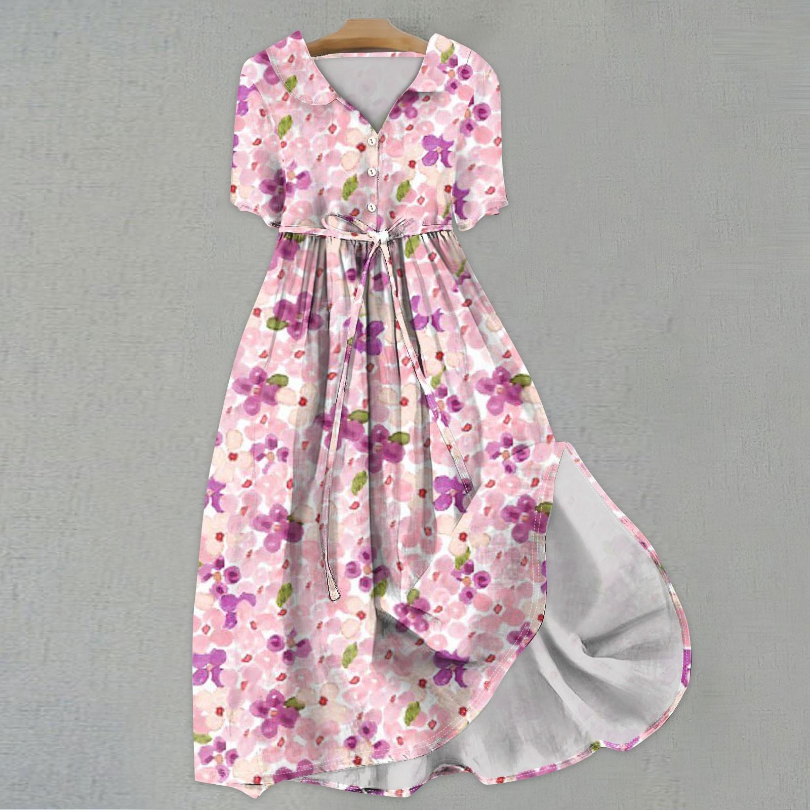 

Женская мода повседневное платье с воротником с лацканами и короткими рукавами с принтом и ремнями L красный