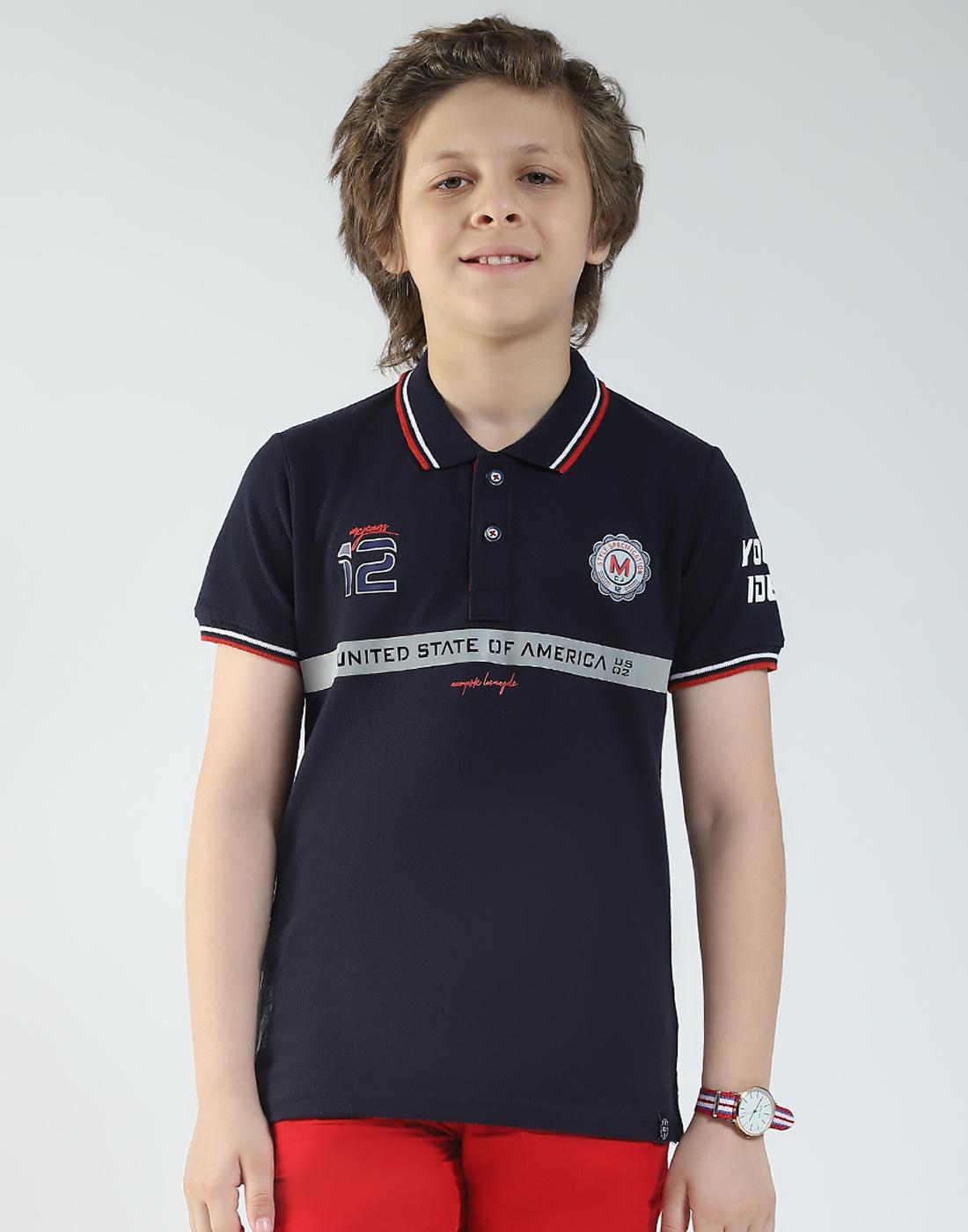 Monte Carlo Boys Printed Collar Neck T-Shirt 4-5 Years