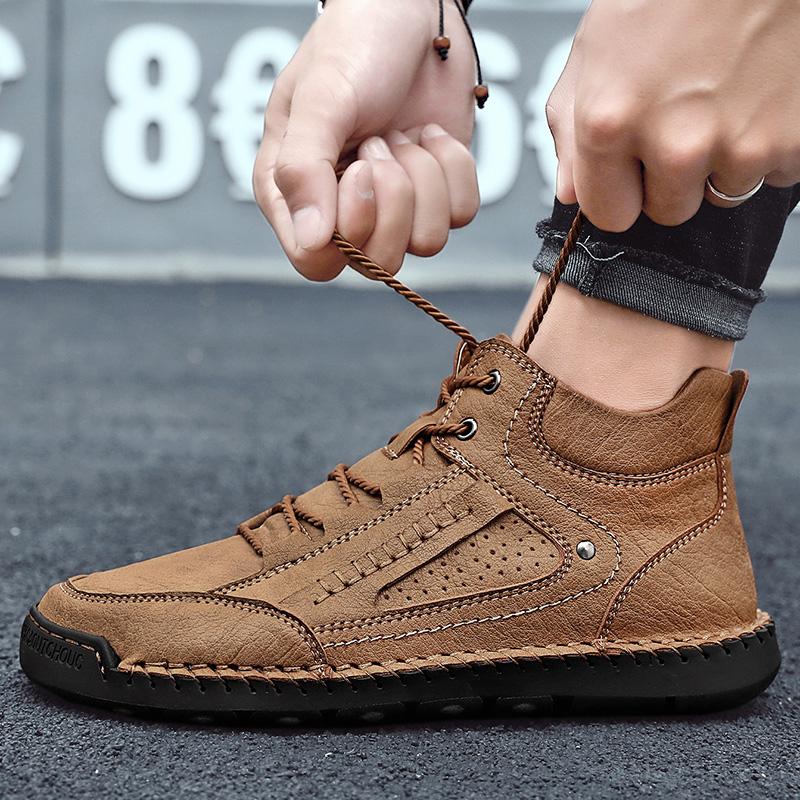 Men's Handmade Retro Leisure Shoes Large Size Casual Shoes Leather Rubber  Handmade Casual Shoes Winter Boots