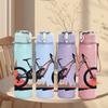 1PC Mountain Bike Outdoor Sport Print 750ml Color Plastic Sports Water Bottle Leakproof Flip Straw Lid Suitable for Sports Office Home Use