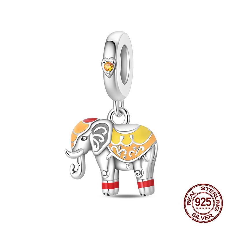 Compatible With Authentic Bracelets Copper Charm Bead Charms Bead Charms Pink Flowers Elephants Charm Bead Charms Ideal For Women Fine Do It Yourself