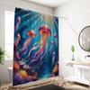 1 piece of 180x180cm colorful jellyfish group digital printing shower curtain partition bathroom waterproof and mold resistant