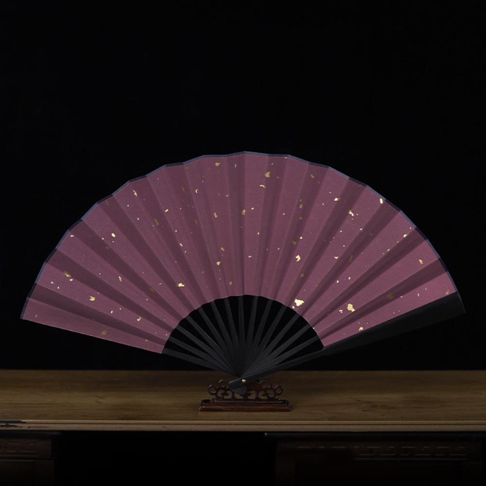 Gold-Flecked Surface Chinese Folding Fan Antique Style Hand Fan Dance Fan Calligraphy Painting Style 11