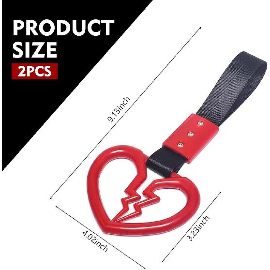 2 PCS Car Warning Hanging Ring, ABS Nylon with Broken Heart Shape Rear Bumper Hand Pull Ring, Multi-purpose Personalized Decorative Accessory, Fit