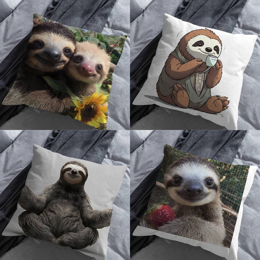 Cuscino Animale Carino Bradipo Copricuscino per Divano Soggiorno Decorazione Casa Camera da Letto Copricuscino Letto
