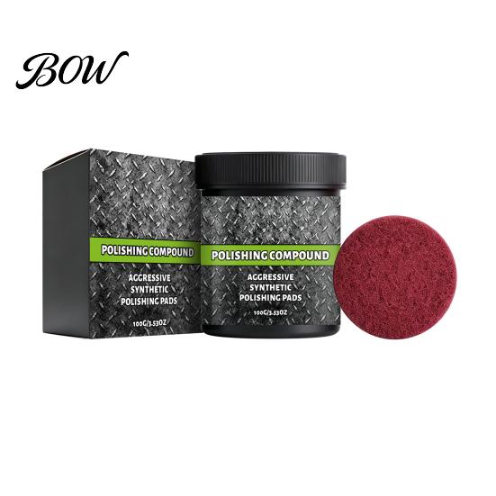 Paint Restoration Cream Surface Polishing Past, with High Density Pad, DIY Auto Detailing Supplies Polish Cleaner, for Metallic Ceramic Stone 100g
