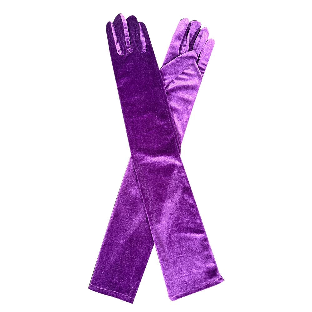 Damen Samt Abendhandschuhe - Extra lang, Warmes Fleece, Retro Cheongsam Stil für Herbst/Winter