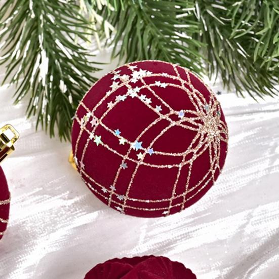 12Pcs Velvet Christmas Balls Decorative Plastic Ornaments Holiday Tree Decoration for Christmas Weddings Parties
