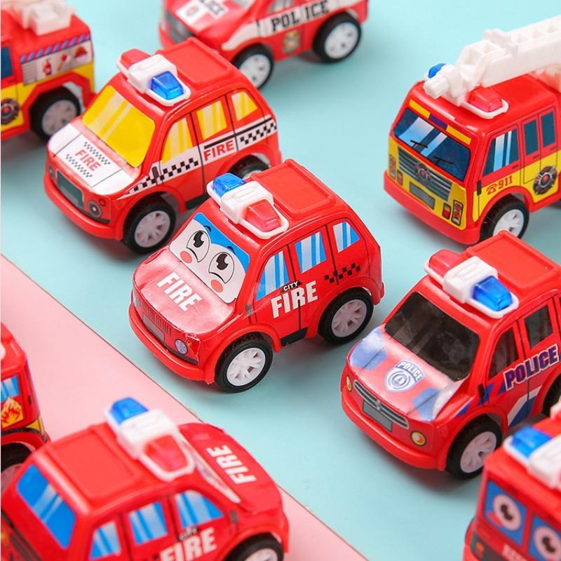5Pcs Children'S Birthday Party Favors Baby Shower Gift Kids Cartoon Mini Pull Back Fire Truck Police Car Toys Diy Decoration