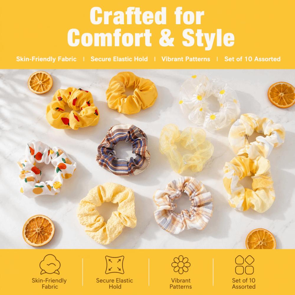 10Pcs Plaid Pattern Hair Scrunchies Cute Hair Bands Large Intestine Hair Tie For Women