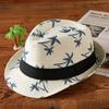 Wide Brim Beach Cap Coconut Trees Pattern Panama Cap Summer Jazz Hat  Children Kids
