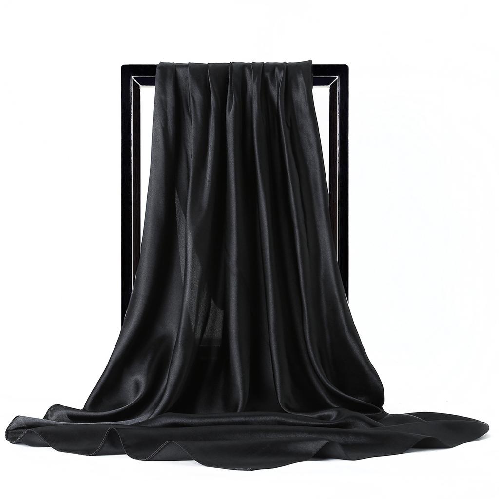 Luxury Brand Silk Scarf Women Satin Solid Color Hijab Scarves Muslim Pareo Bandana Female Shawl Wrap Headband Foulard 90*90cm