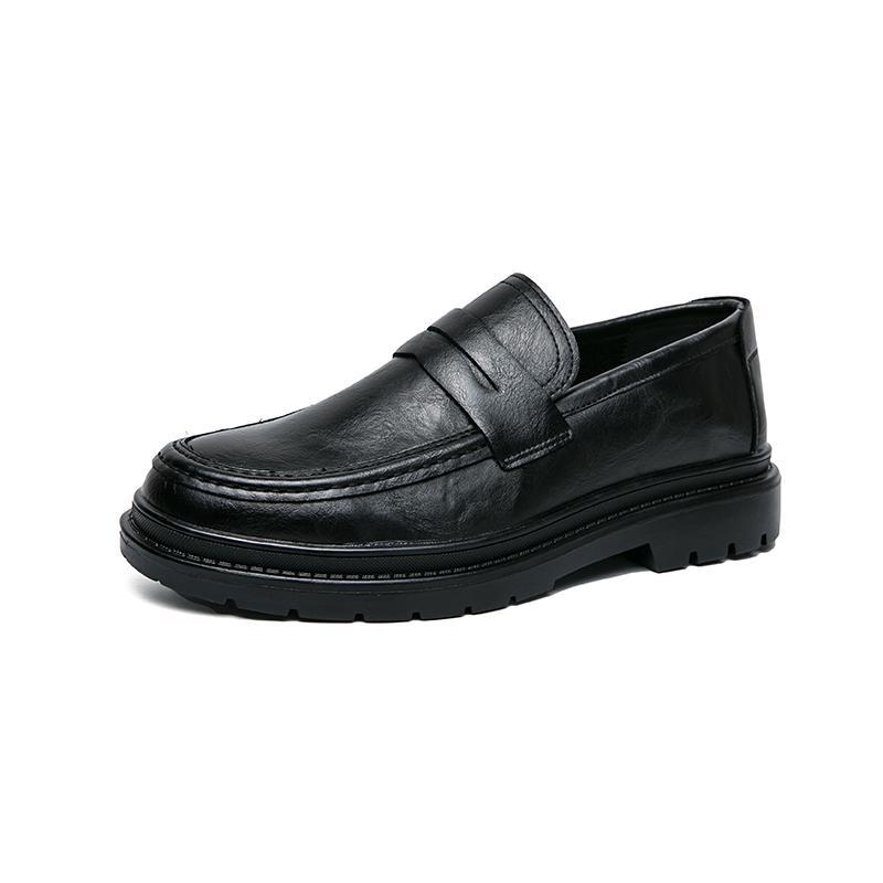 Leather Shoes Men's Summer New One-pedal Casual Business Dress Loafers British Style Black Soft-soled Beanie Shoes