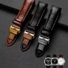 Für Tissot T035 Schmetterlings-Stahlschließe Kalbslederarmband Armbänder Echtes Leder Uhrenarmband Gebogenes Ende Ersatz 22mm 23mm 24mm