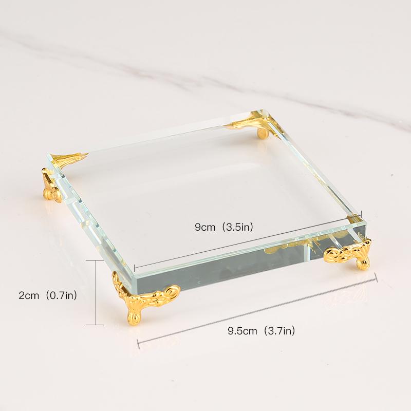 Pyramid Crystal Metal Ornament: Luxury Display Plate for Jewelry, Minerals, Figurines, & Wine