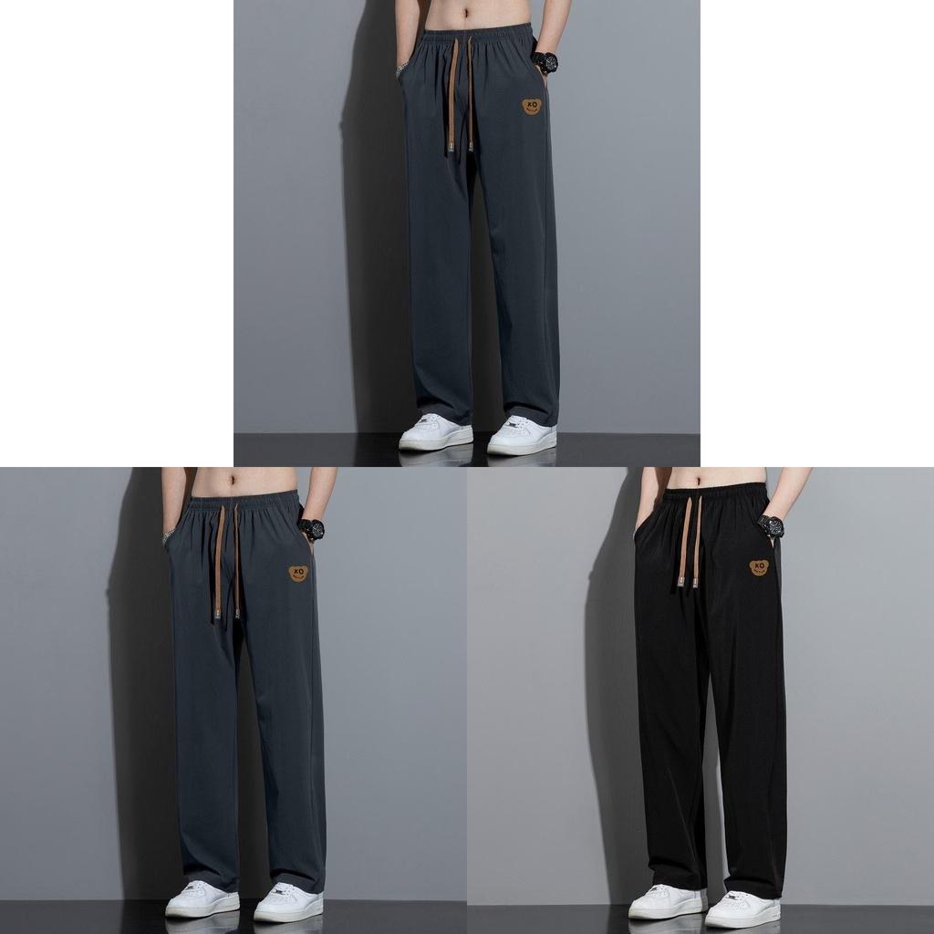 Pantaloni Estivi da Uomo Gamba Dritta in Seta di Ghiaccio con Tessuto Quickdry per Abbigliamento Casual