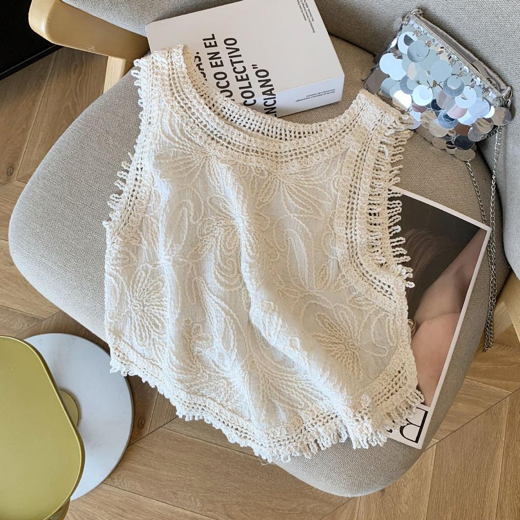 Bohemian Hollowed-out Sling Vest for Women, New Early Spring Large Size Fat Mm Stacked Vest Top