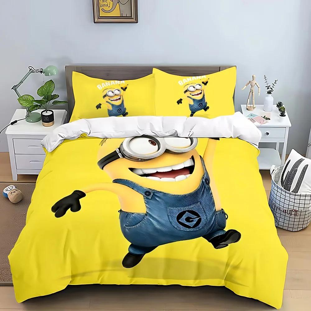 Hot Anime Catoon M-Minions Bedding Set Duvet Cover Pillowcase Bedroom Decoration Full Size Youth Kids Girl Boys Birthday Gift